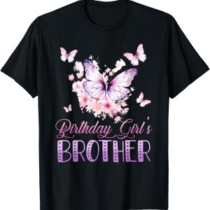 Brother of The Birthday Girl Butterfly Theme 1st Bday Family T-Shirt