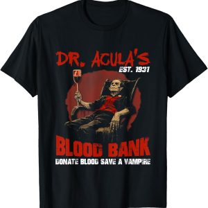Dr. Acula's Blood Bank Funny Scary Halloween Party Vampire T-Shirt